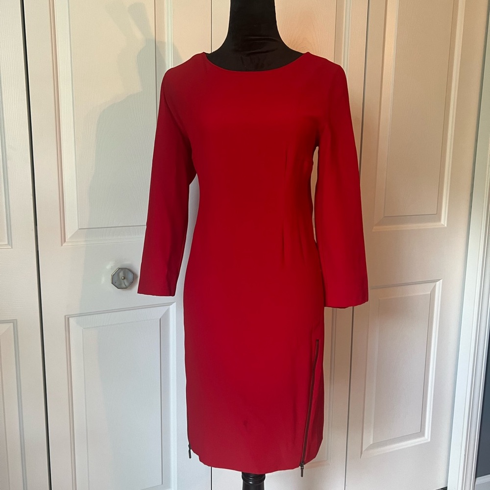 Akris Punto Red Knee Length Dress